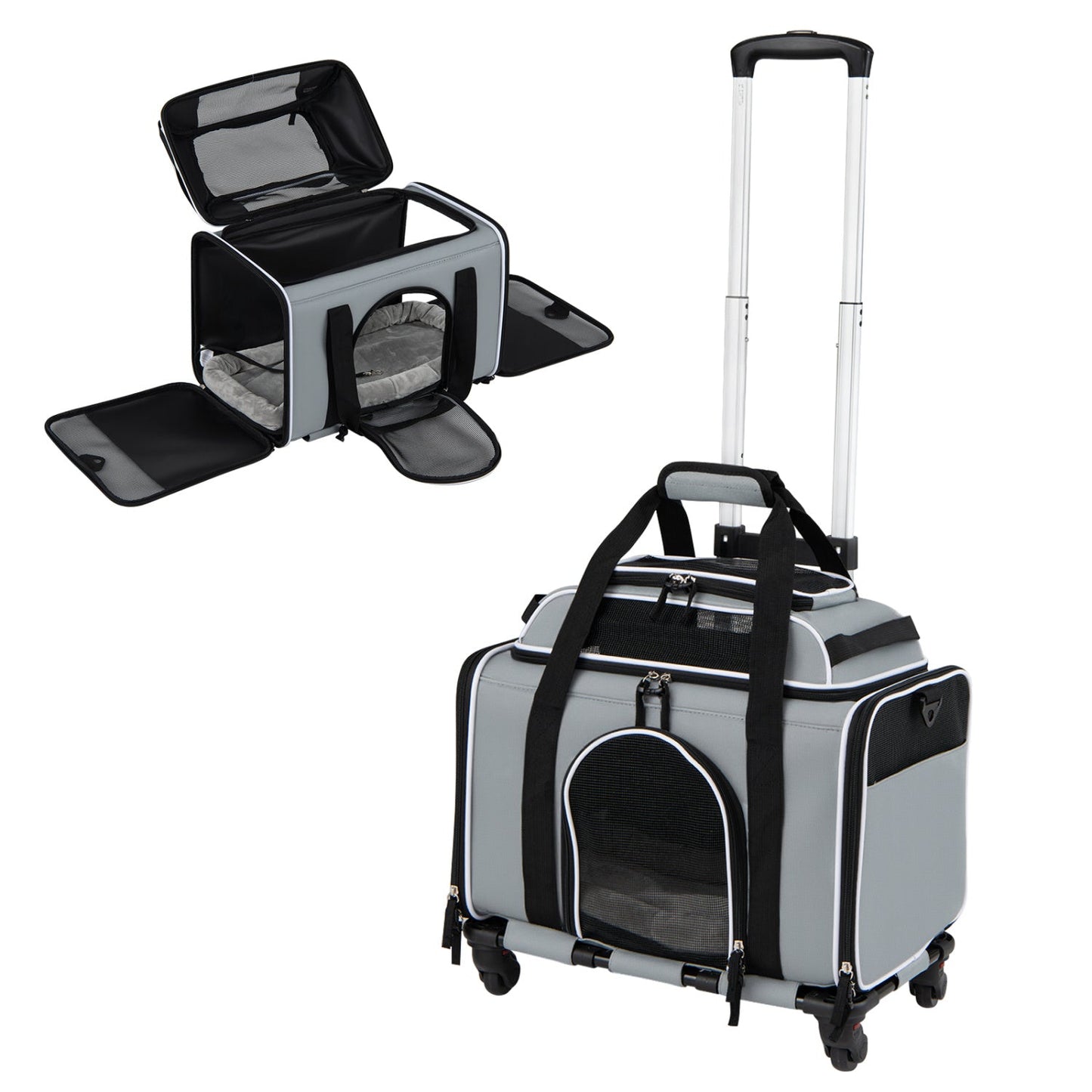 Rolling Pet Carrier with Wheels for Cats and Small Dogs