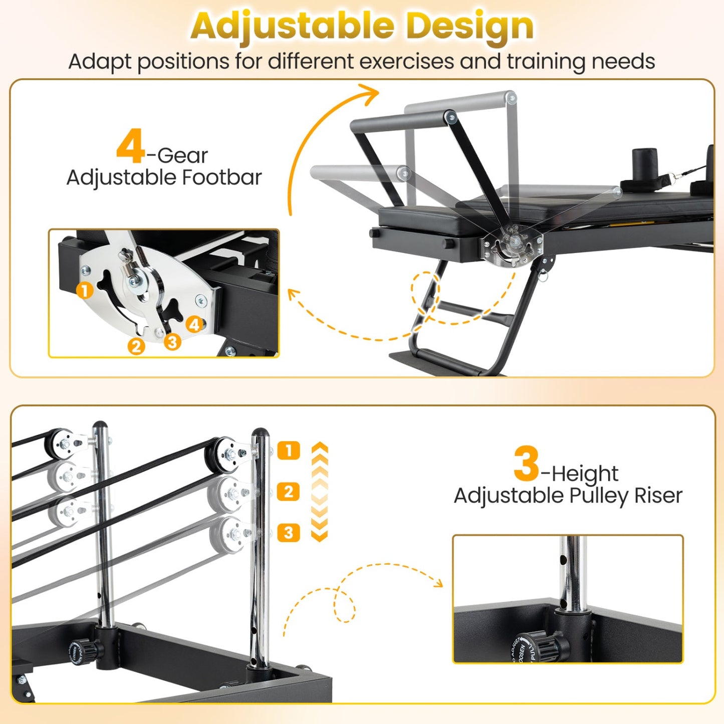 Foldable Pilates Reformer Machine for Home Gym Large Pilates Equipment