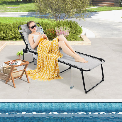 Adjustable Folding Lounge Chair with Footrest - 265 lb Capacity