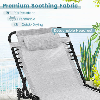 Adjustable Folding Lounge Chair with Footrest - 265 lb Capacity