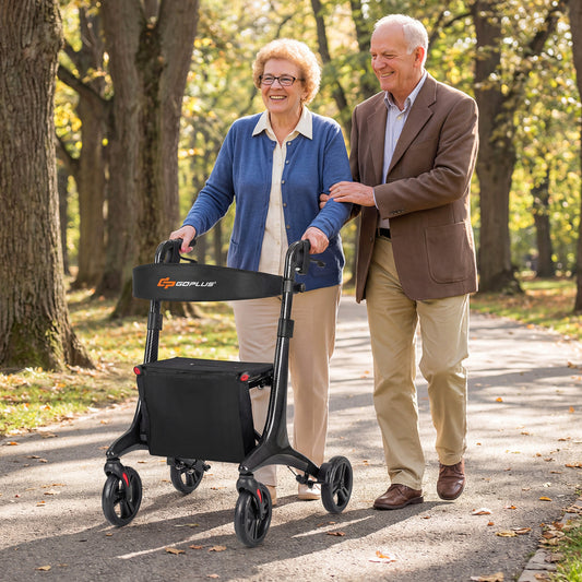 Rollator Walker with Seat for Seniors - Foldable Carbon Fiber