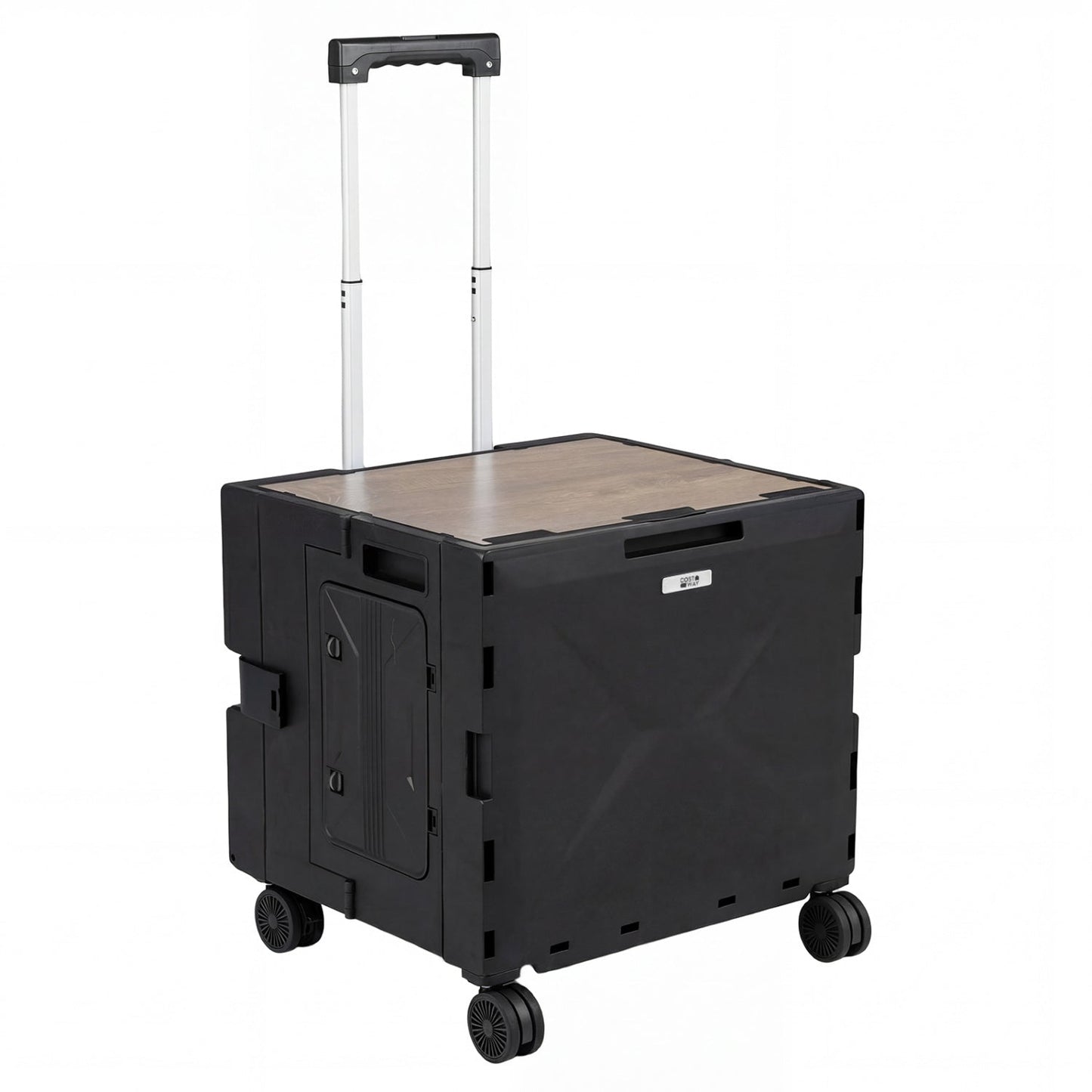 Foldable Utility Cart on 4 Rotate Wheels with Cup Holder
