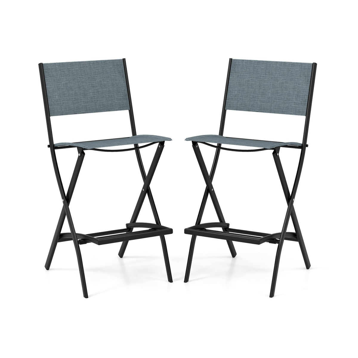 Folding Bar Stools Set of 2 Backrest Humanized Footrest