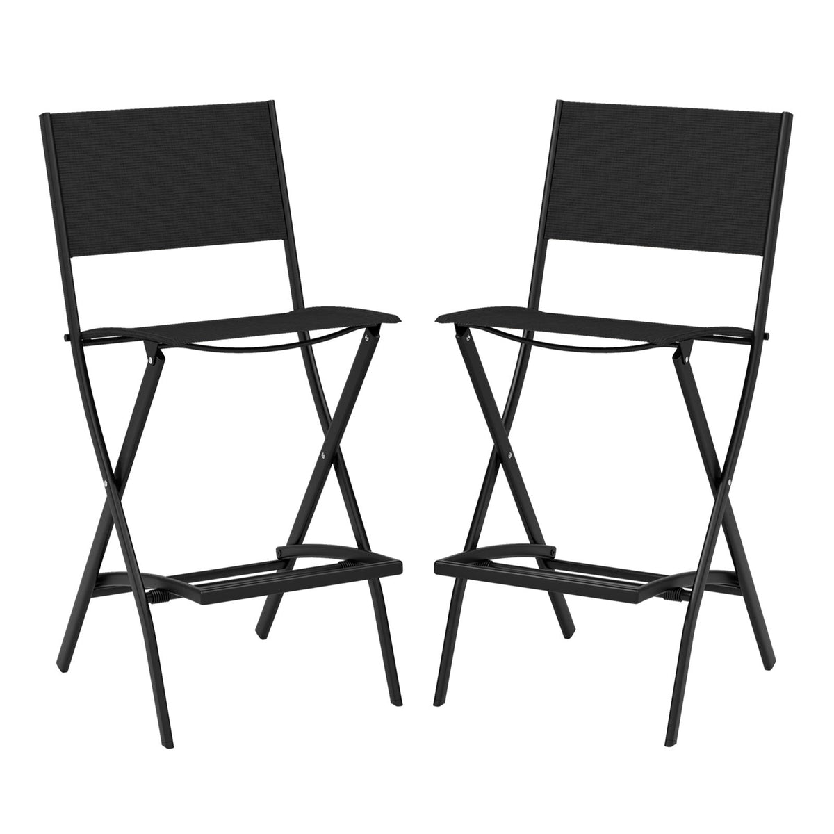 Folding Bar Stools Set of 2 Backrest Humanized Footrest