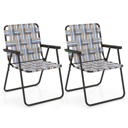 Folding Beach Chair with Steel Frame and Webbing - 2 Pack