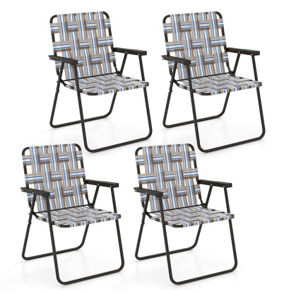 Folding Beach Chair with Steel Frame and Webbing - 2 Pack