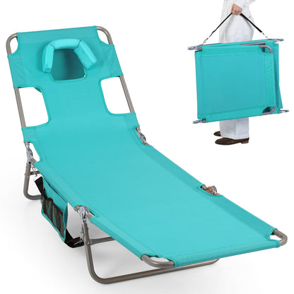 Folding Beach Lounge Chair with Adjustable Backrest