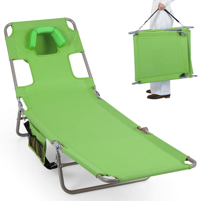 Folding Beach Lounge Chair with Adjustable Backrest