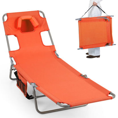 Folding Beach Lounge Chair with Adjustable Backrest