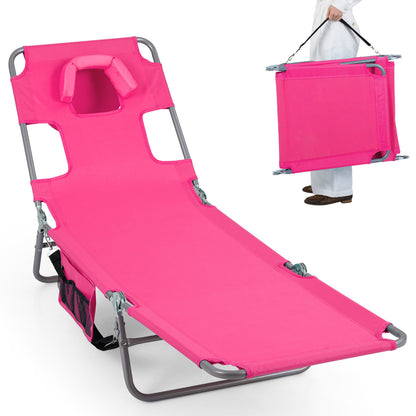 Folding Beach Lounge Chair with Adjustable Backrest