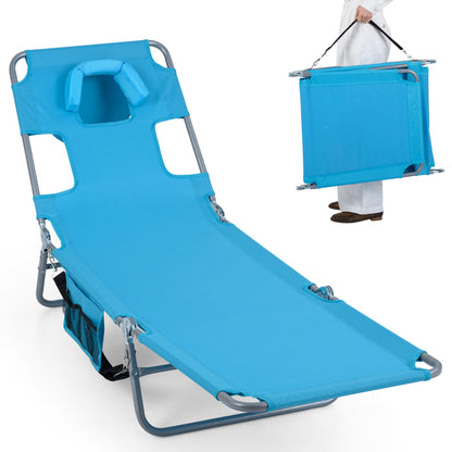 Folding Beach Lounge Chair with Adjustable Backrest