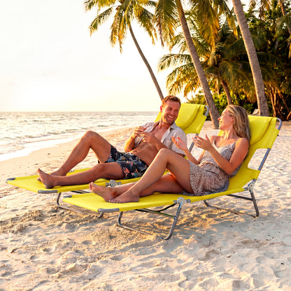 Folding Beach Lounge Chair with Adjustable Backrest