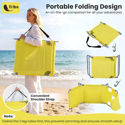 Folding Beach Lounge Chair with Adjustable Backrest