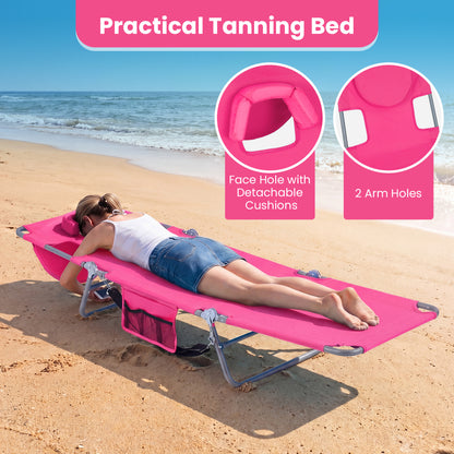 Folding Beach Lounge Chair with Adjustable Backrest