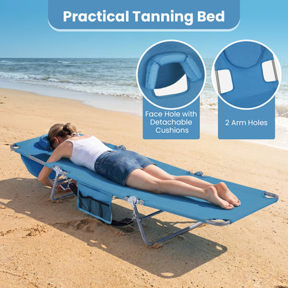 Folding Beach Lounge Chair with Adjustable Backrest