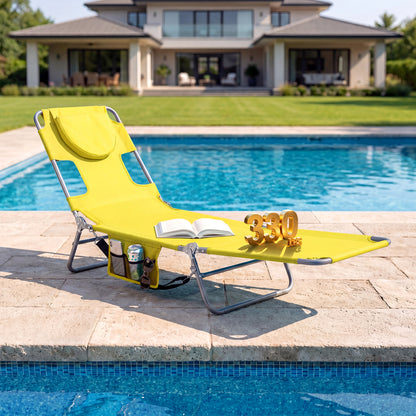 Folding Beach Lounge Chair with Adjustable Backrest