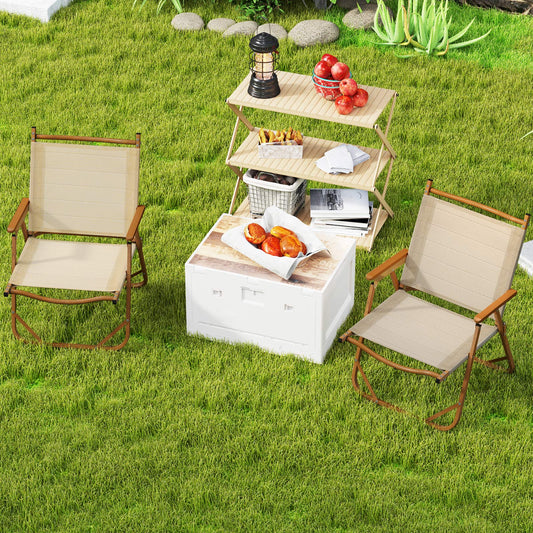 Folding Camp Chairs Set of 2 - Lightweight Portable Beach Chairs