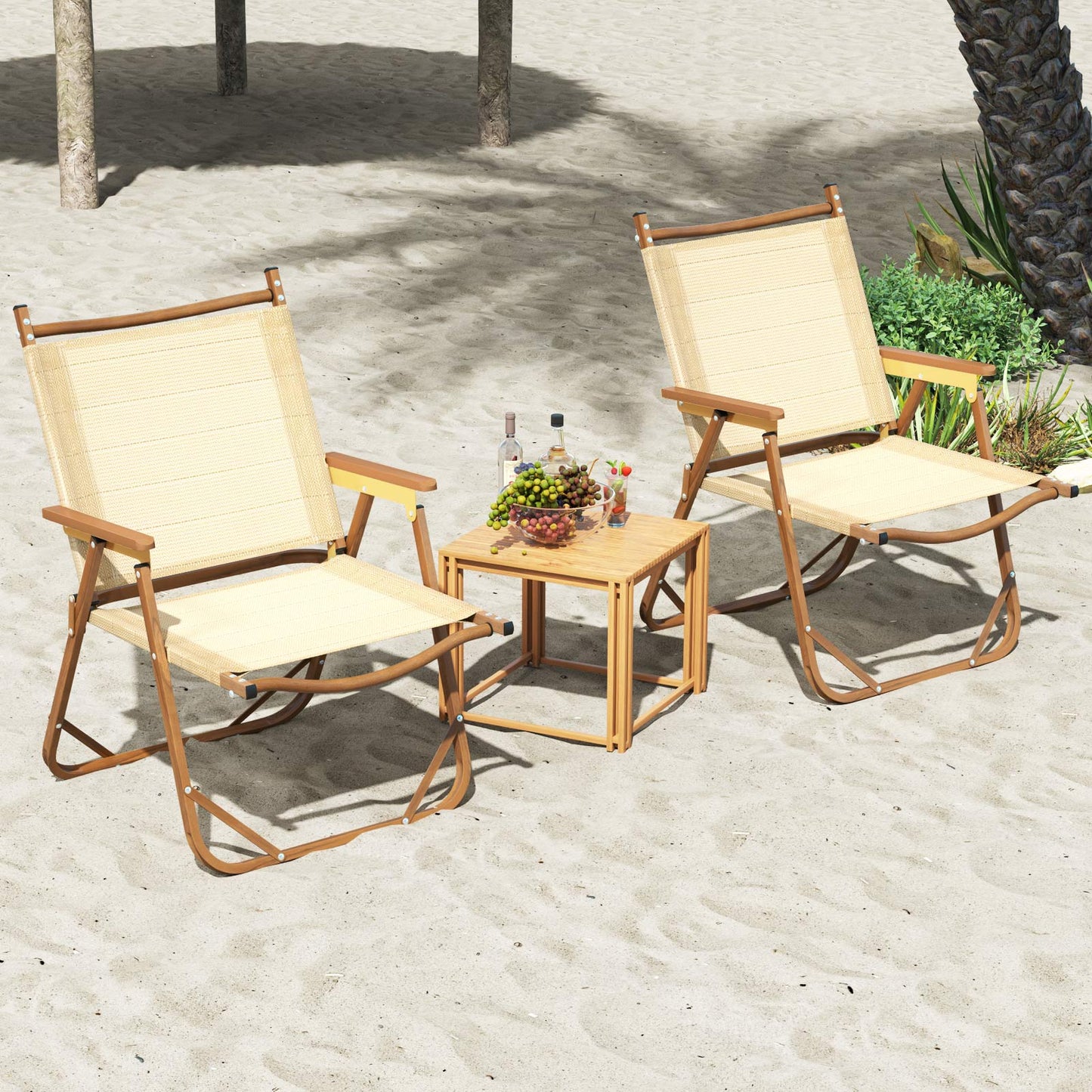 Folding Camp Chairs Set of 2 - Lightweight Portable Beach Chairs