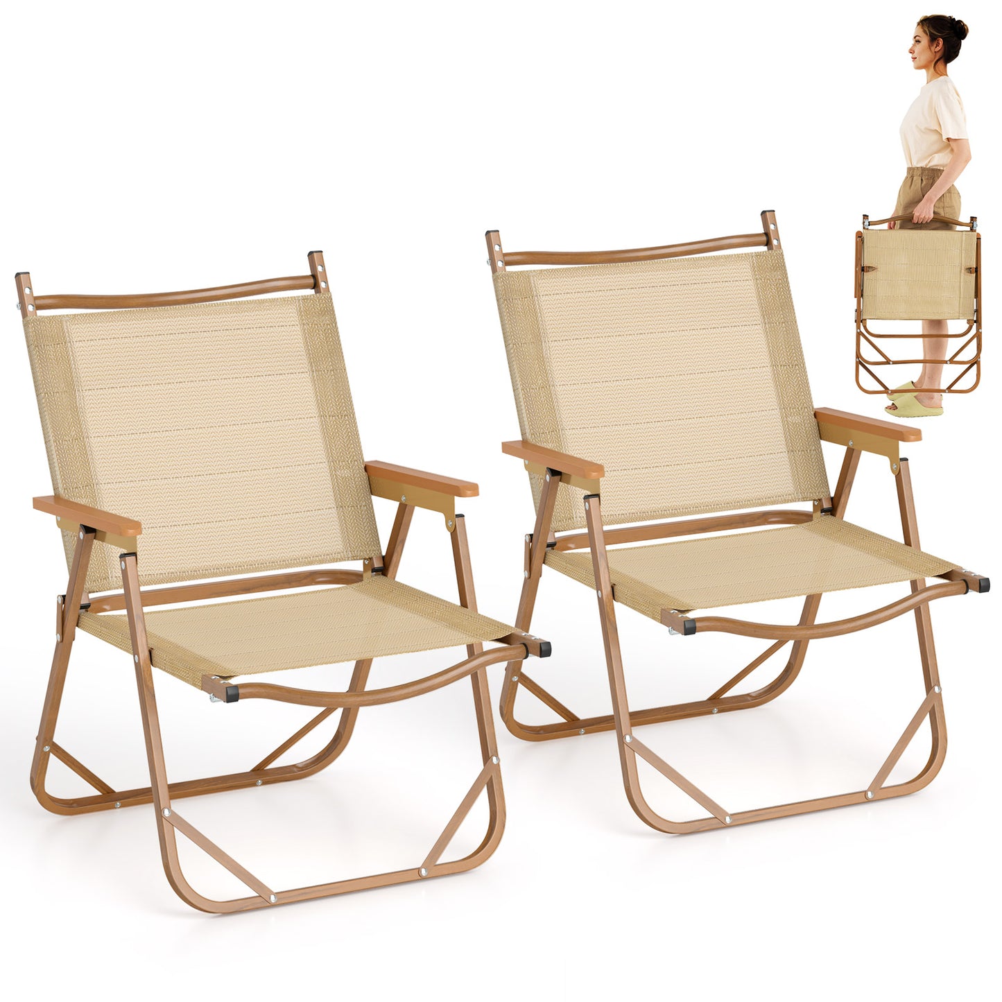 Folding Camp Chairs Set of 2 - Lightweight Portable Beach Chairs