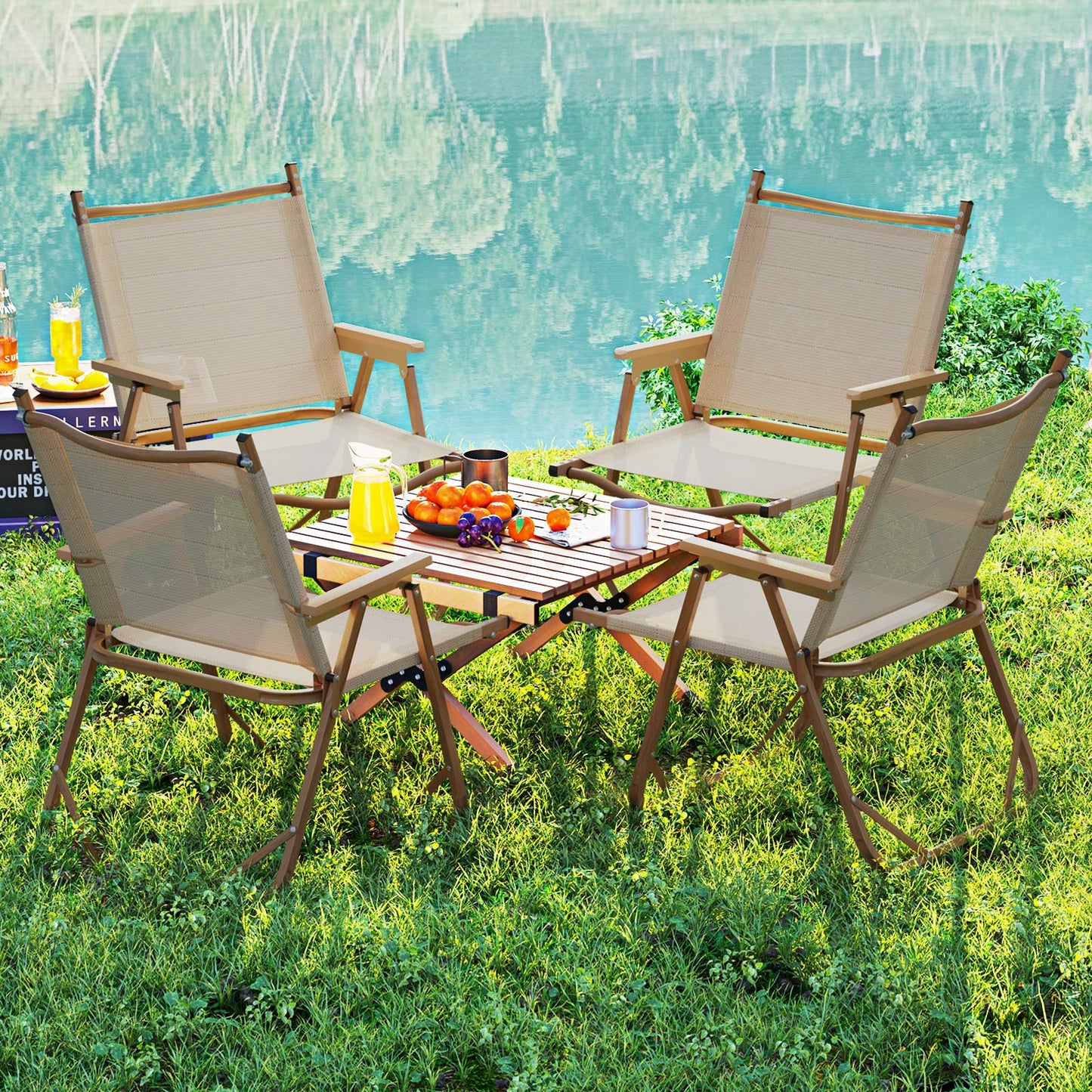 Folding Camp Chairs Set of 2 - Lightweight Portable Beach Chairs