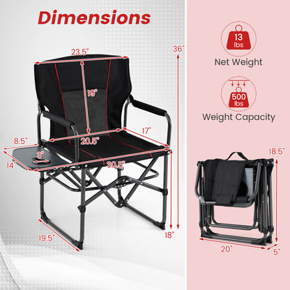 Folding Camping Chair with Side Table and Cup Holder
