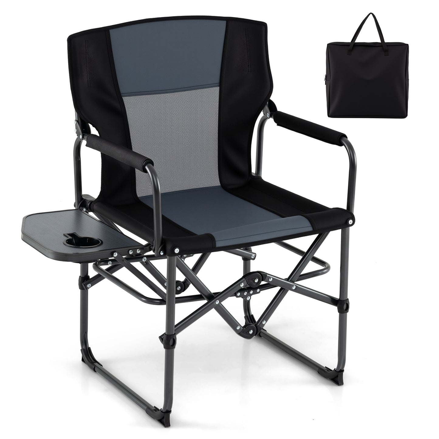 Folding Camping Chair with Side Table and Cup Holder