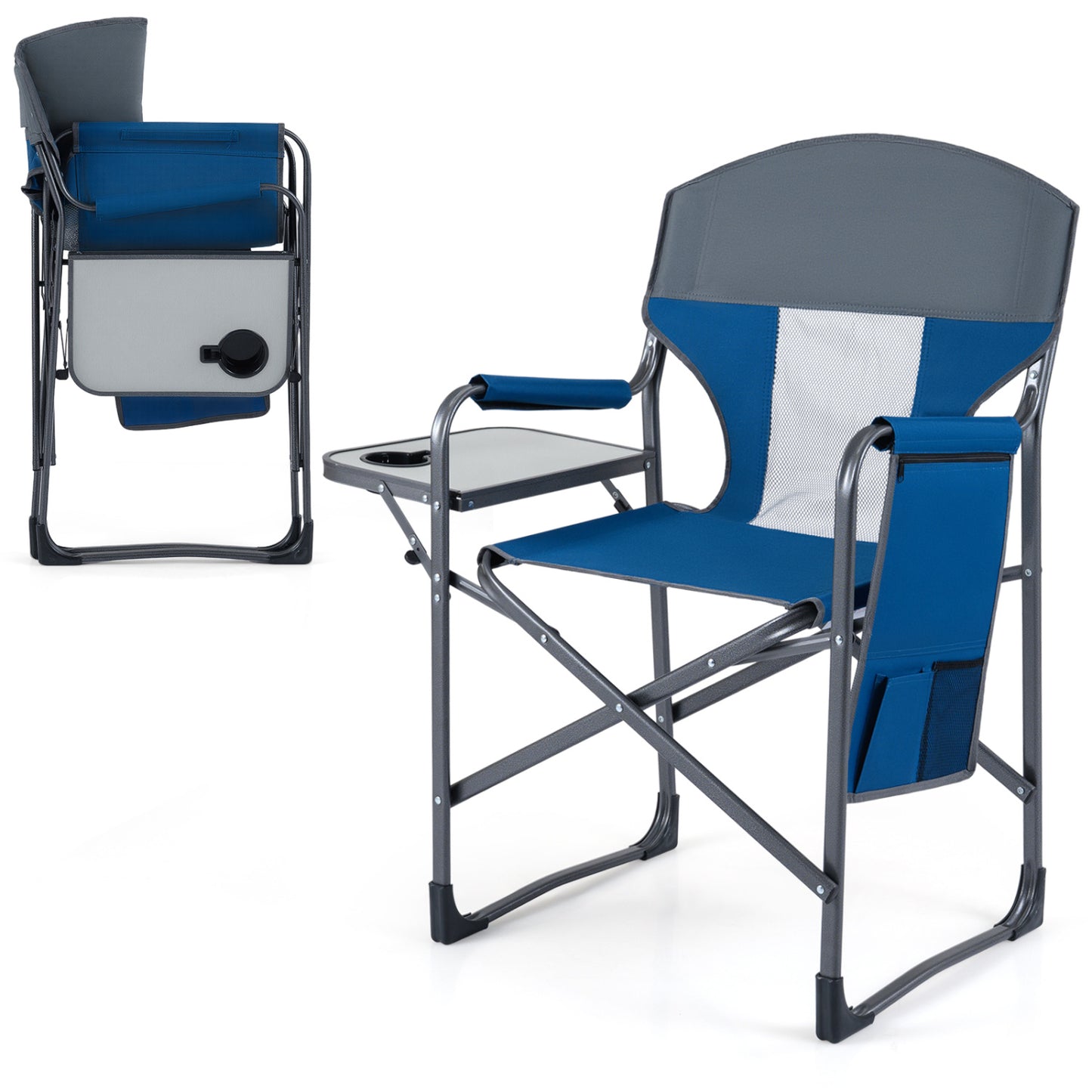 Folding Camping Chair with Side Table and Cup Holder