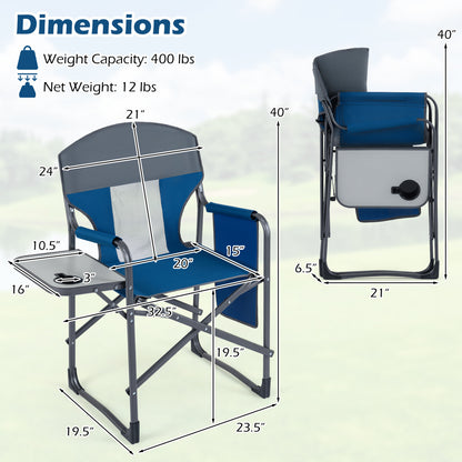 Folding Camping Chair with Side Table and Cup Holder