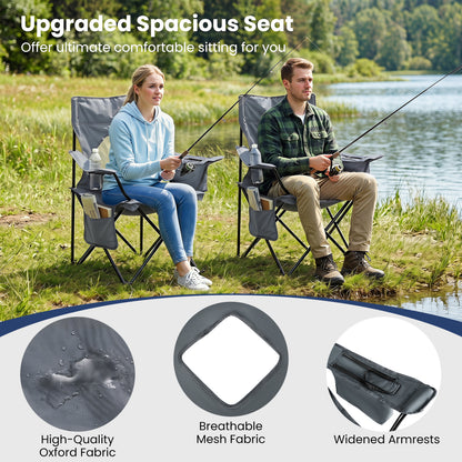 Folding Camping Chair with Mesh Backrest and Carrying Bag