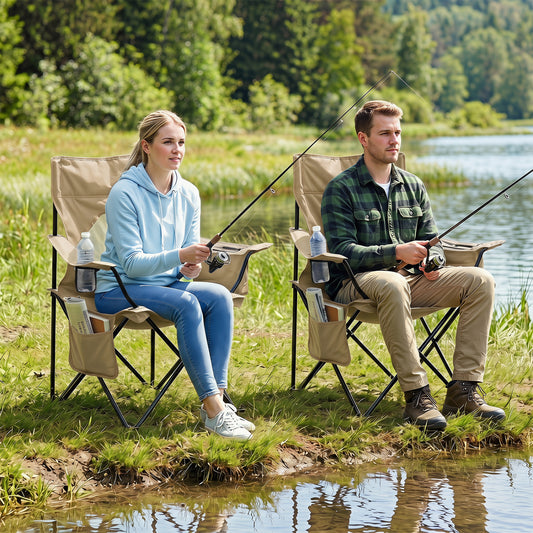 Folding Camping Chair with Mesh Backrest and Carrying Bag
