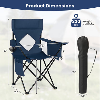 Folding Camping Chair with Mesh Backrest and Carrying Bag