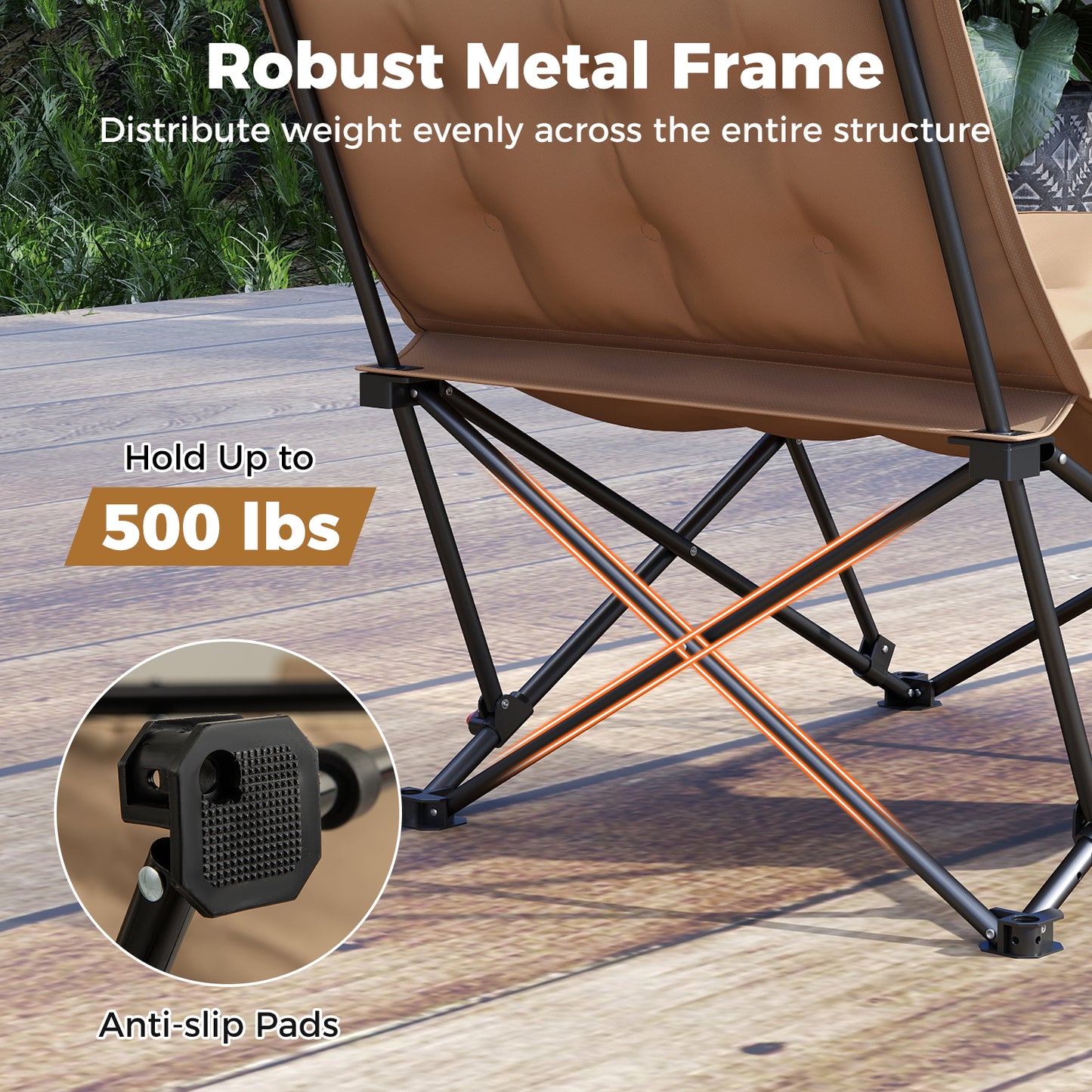 Folding Camping Chair with Adjustable Backrest and Carry Bag