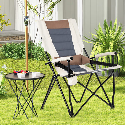 Folding Camping Chair with Lumbar Pillow and Cup Holder