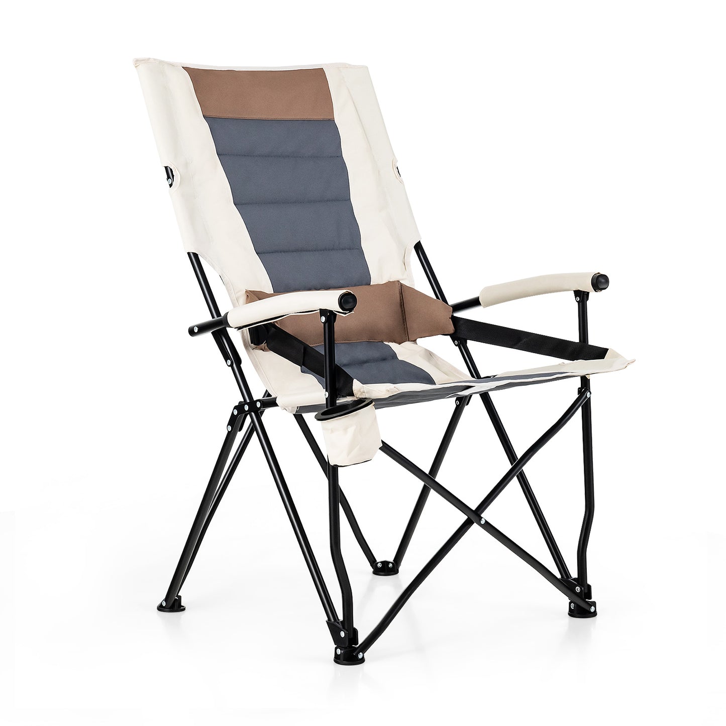 Folding Camping Chair with Lumbar Pillow and Cup Holder