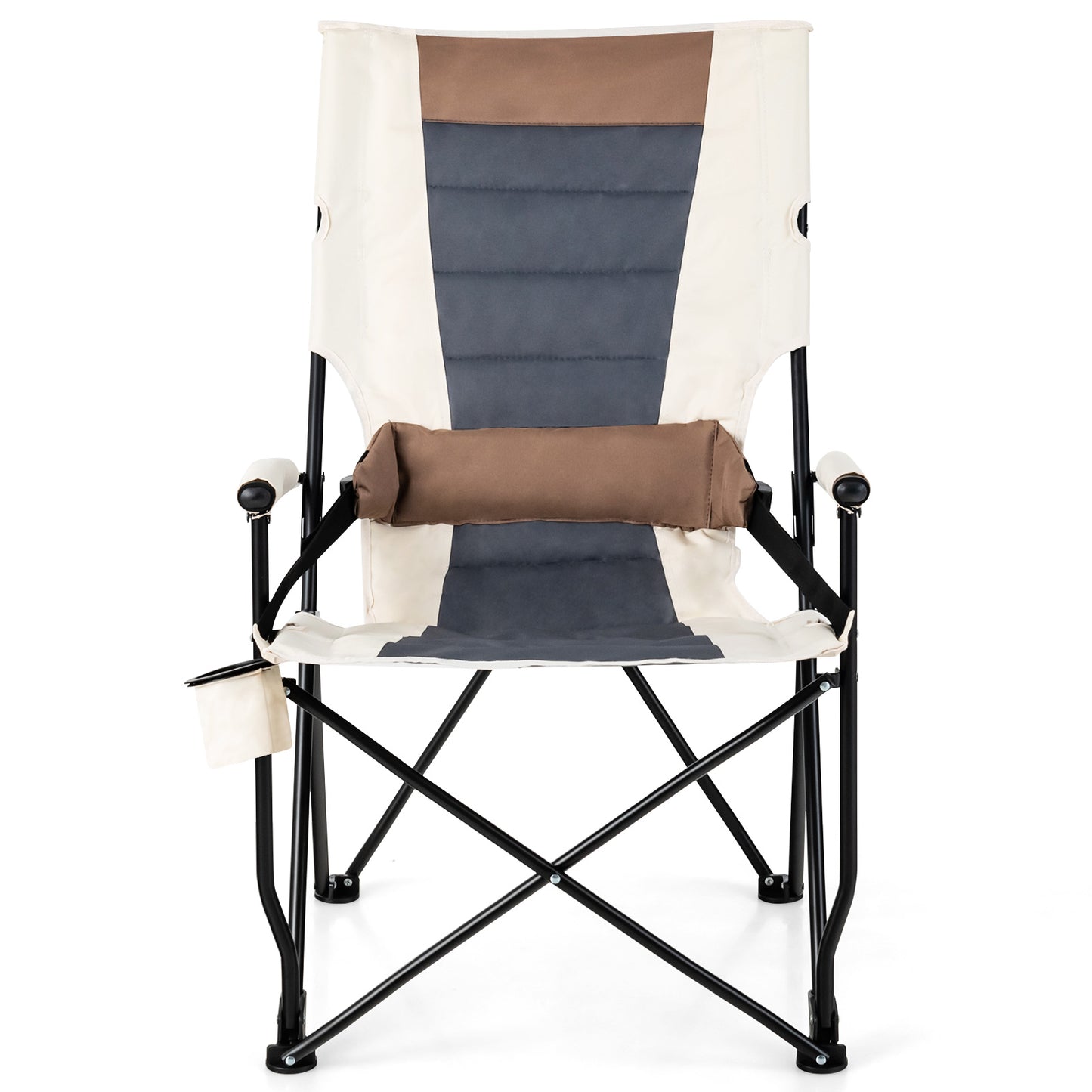 Folding Camping Chair with Lumbar Pillow and Cup Holder