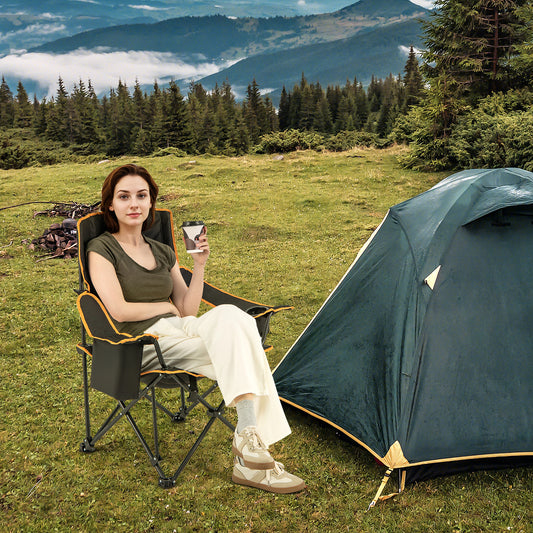 Folding Camping Chair with Adjustable Footrest and Carry Bag