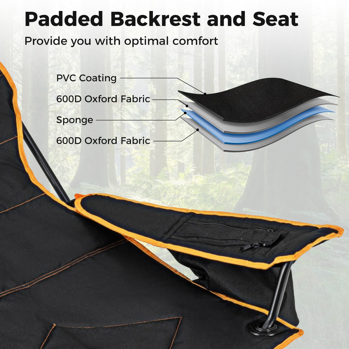 Folding Camping Chair with Adjustable Footrest and Carry Bag