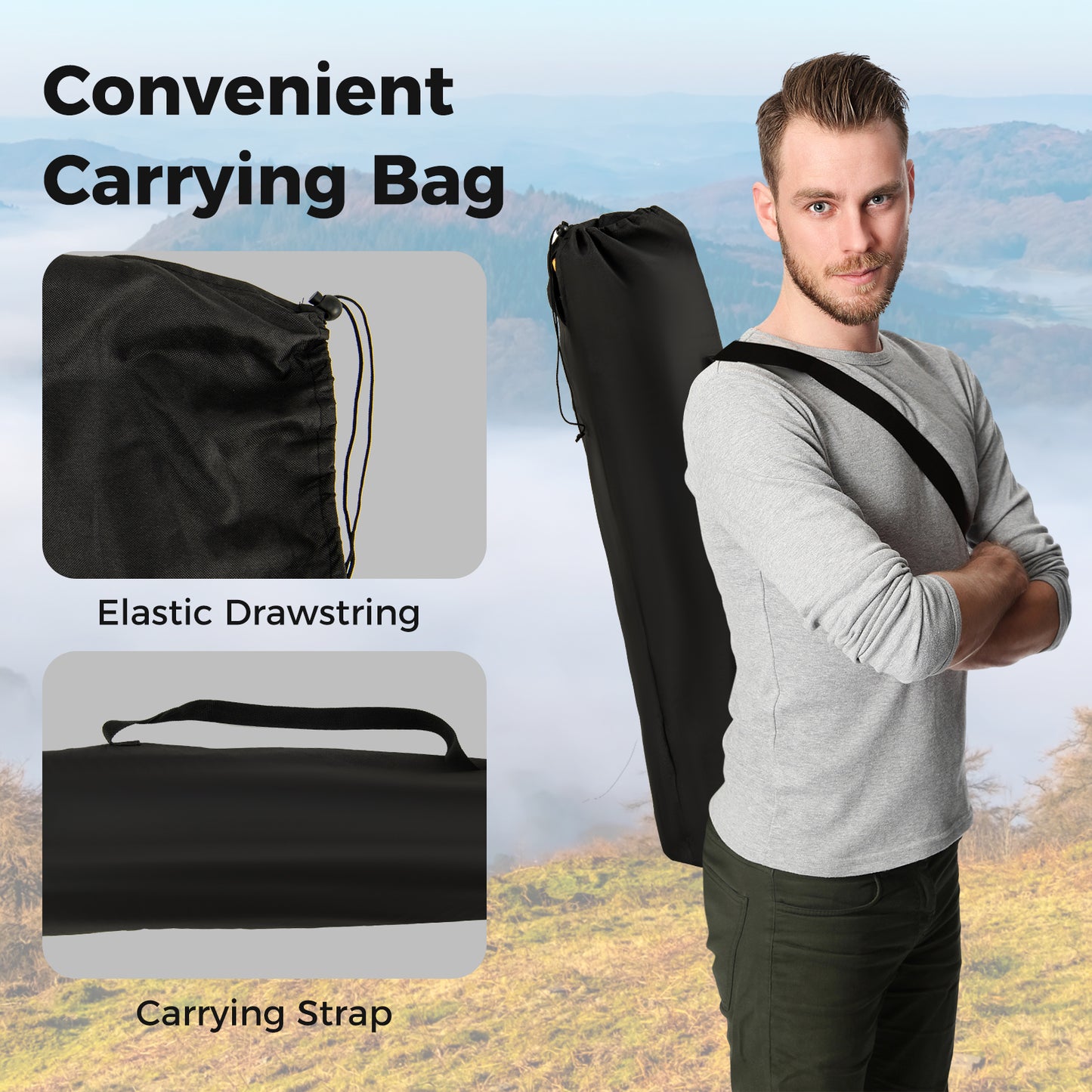 Folding Camping Chair with Adjustable Footrest and Carry Bag