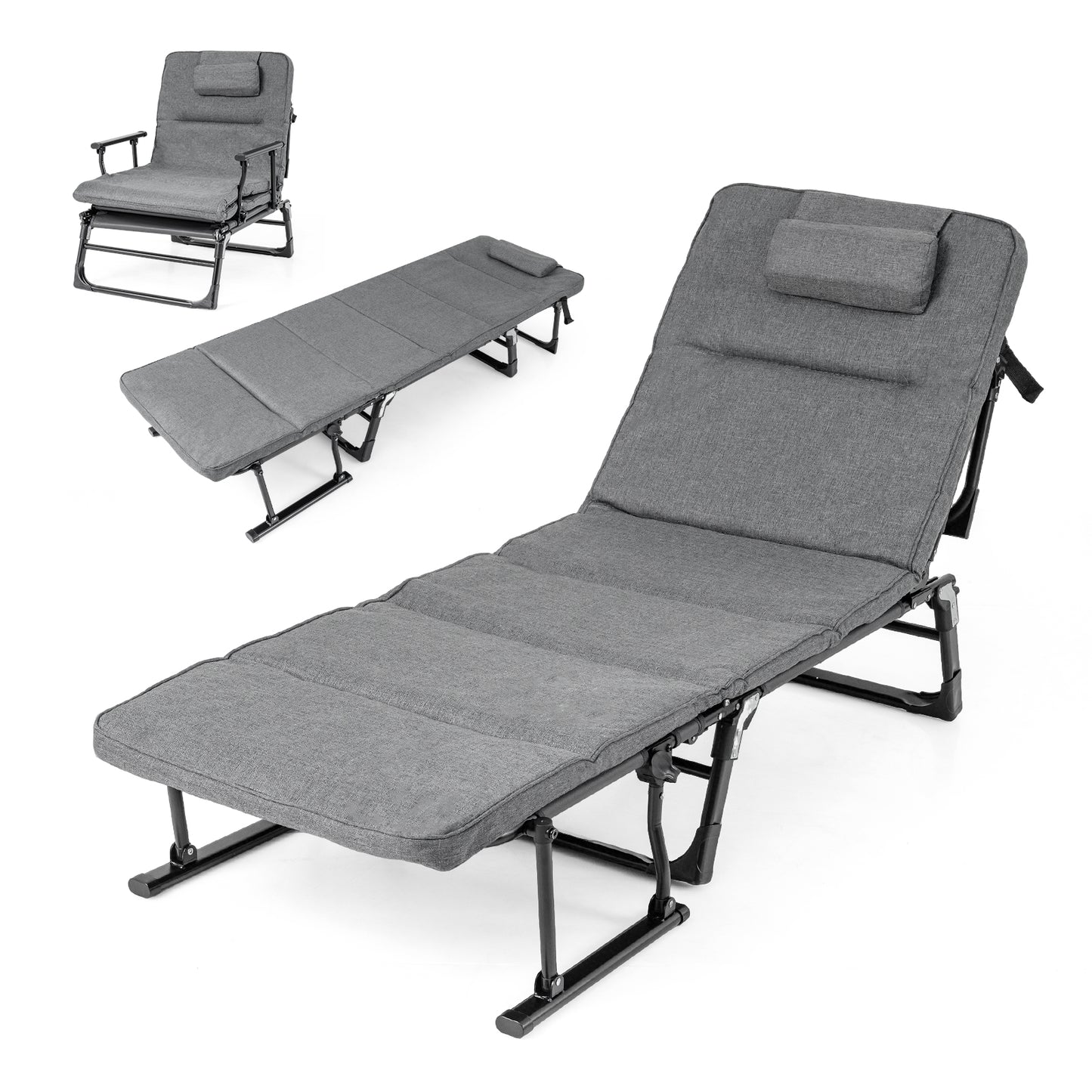 Folding Camping Cot with Mattress 3-in-1 Convertible Sleeper