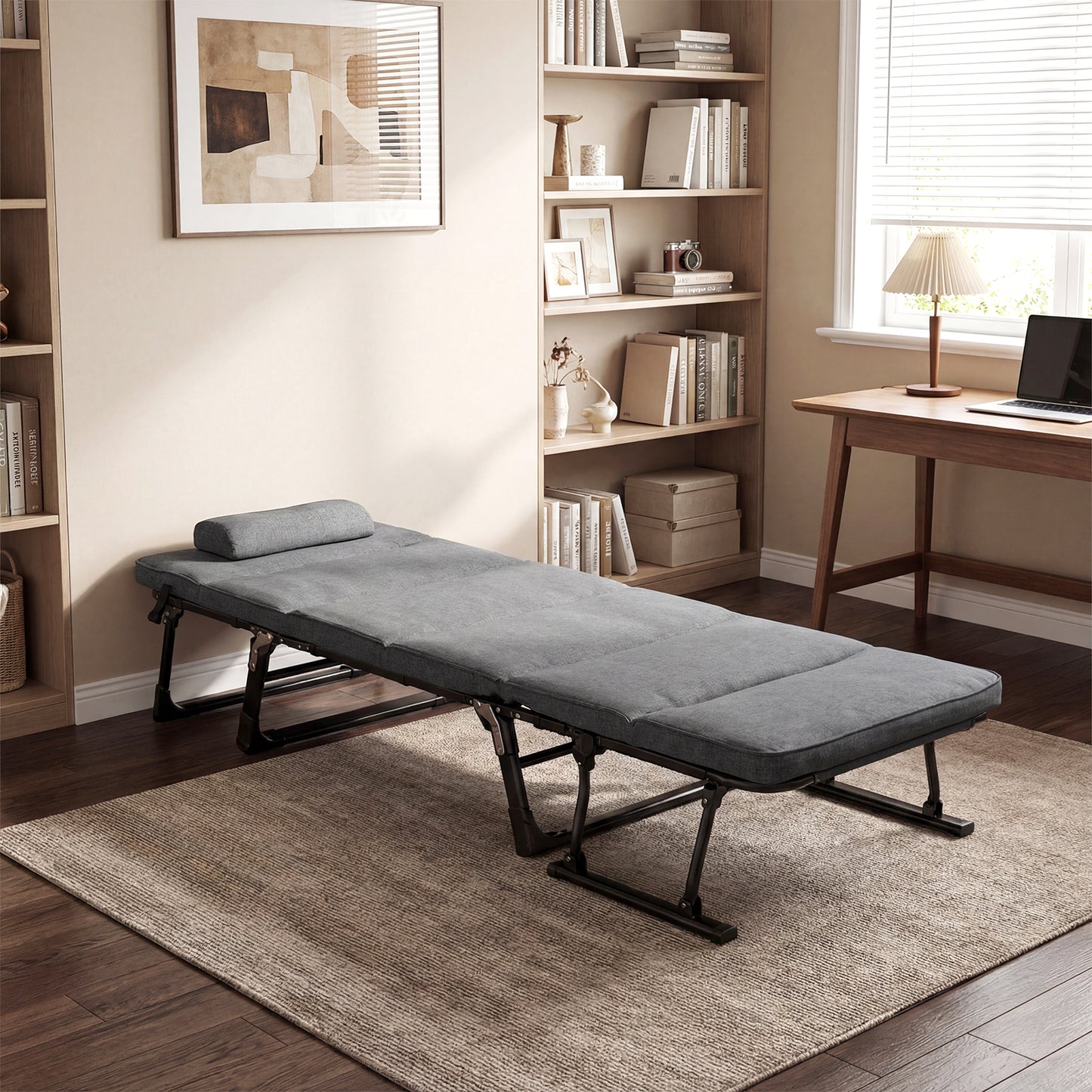 Folding Camping Cot with Mattress 3-in-1 Convertible Sleeper