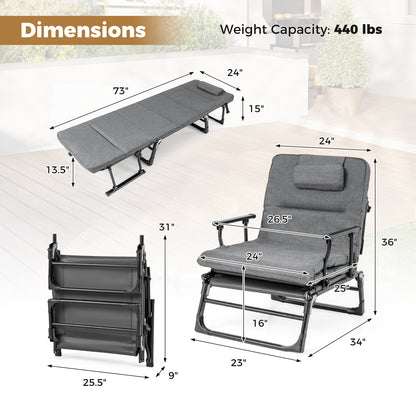 Folding Camping Cot with Mattress 3-in-1 Convertible Sleeper