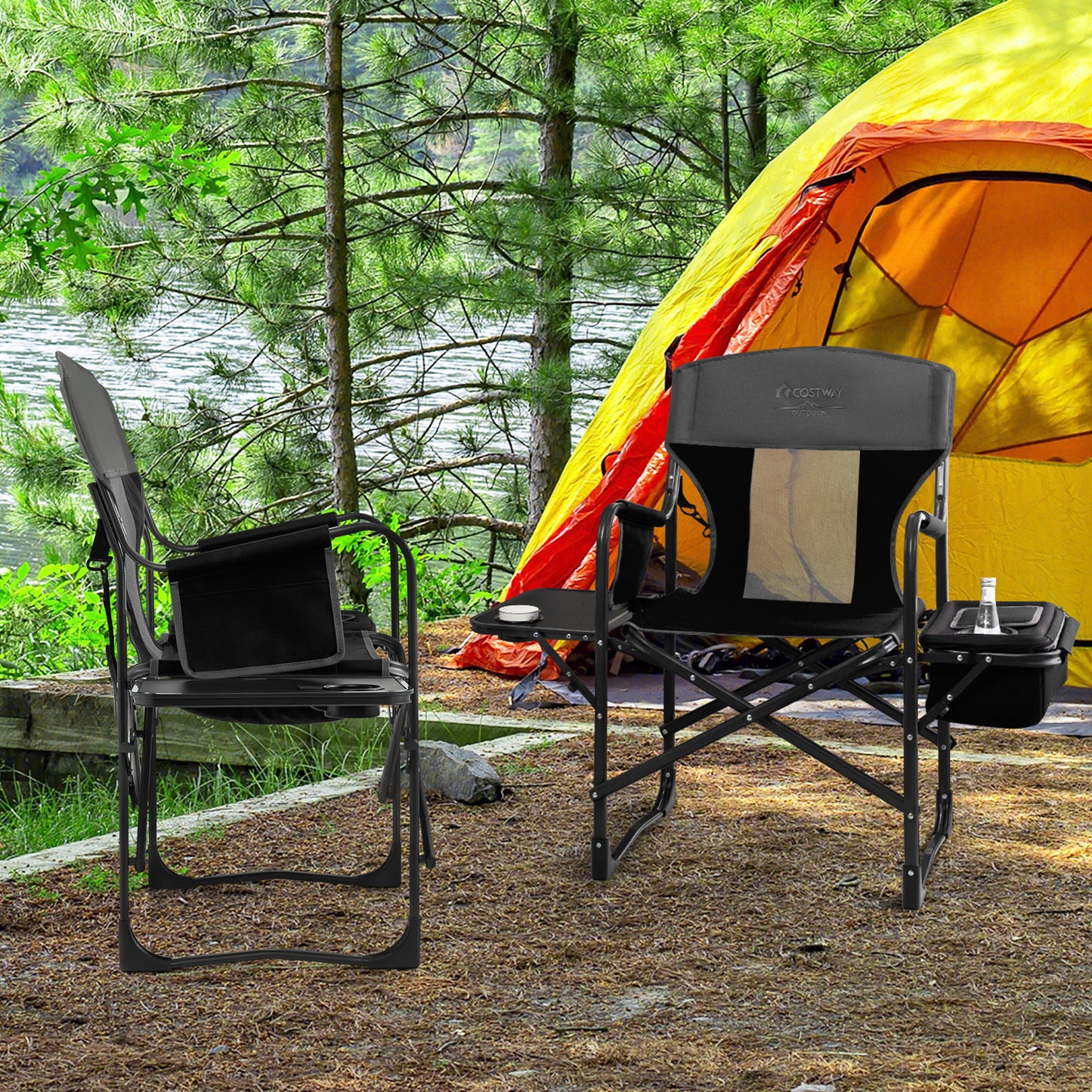 Folding Directors Chair with Cooler Bag and Side Table