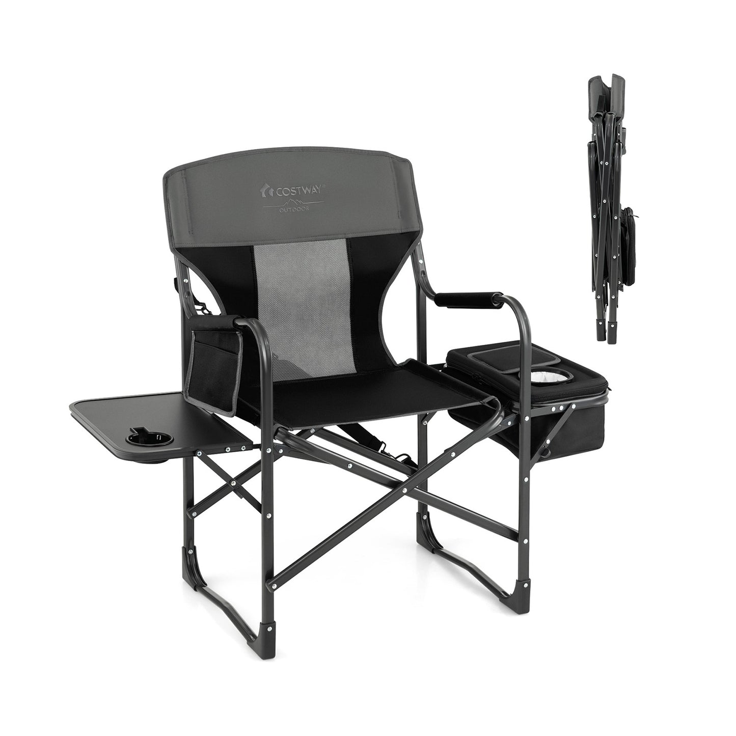 Folding Directors Chair with Cooler Bag and Side Table