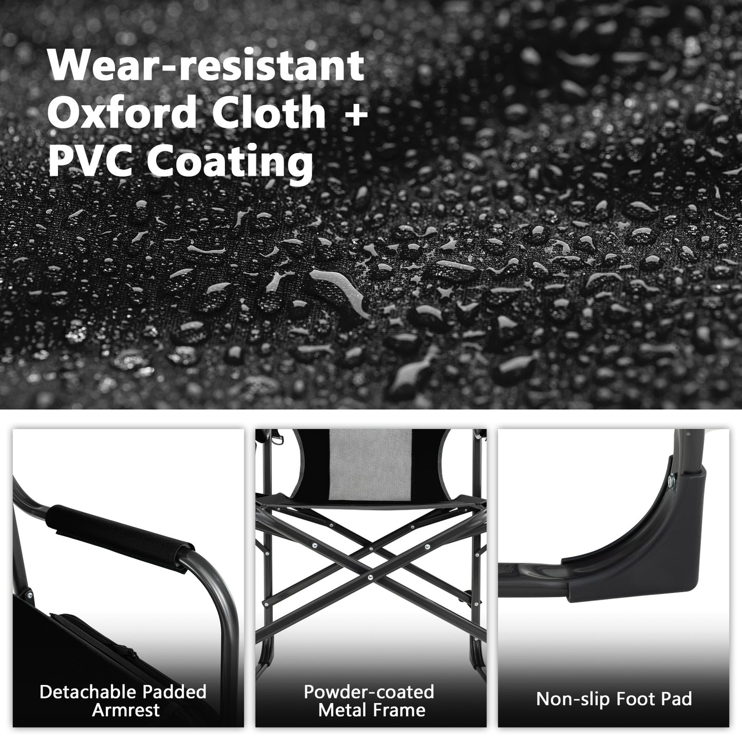 Folding Directors Chair with Cooler Bag and Side Table