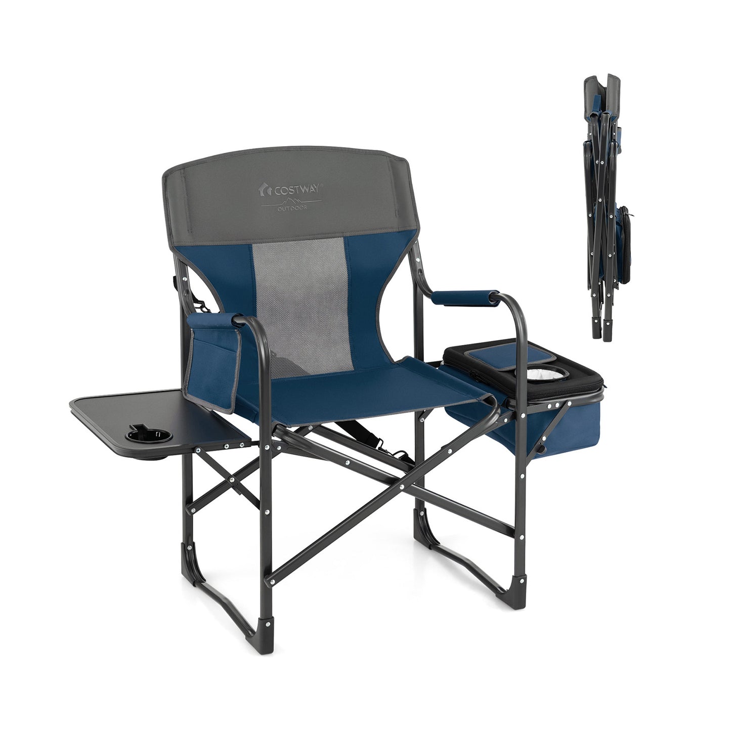 Folding Directors Chair with Cooler Bag and Side Table