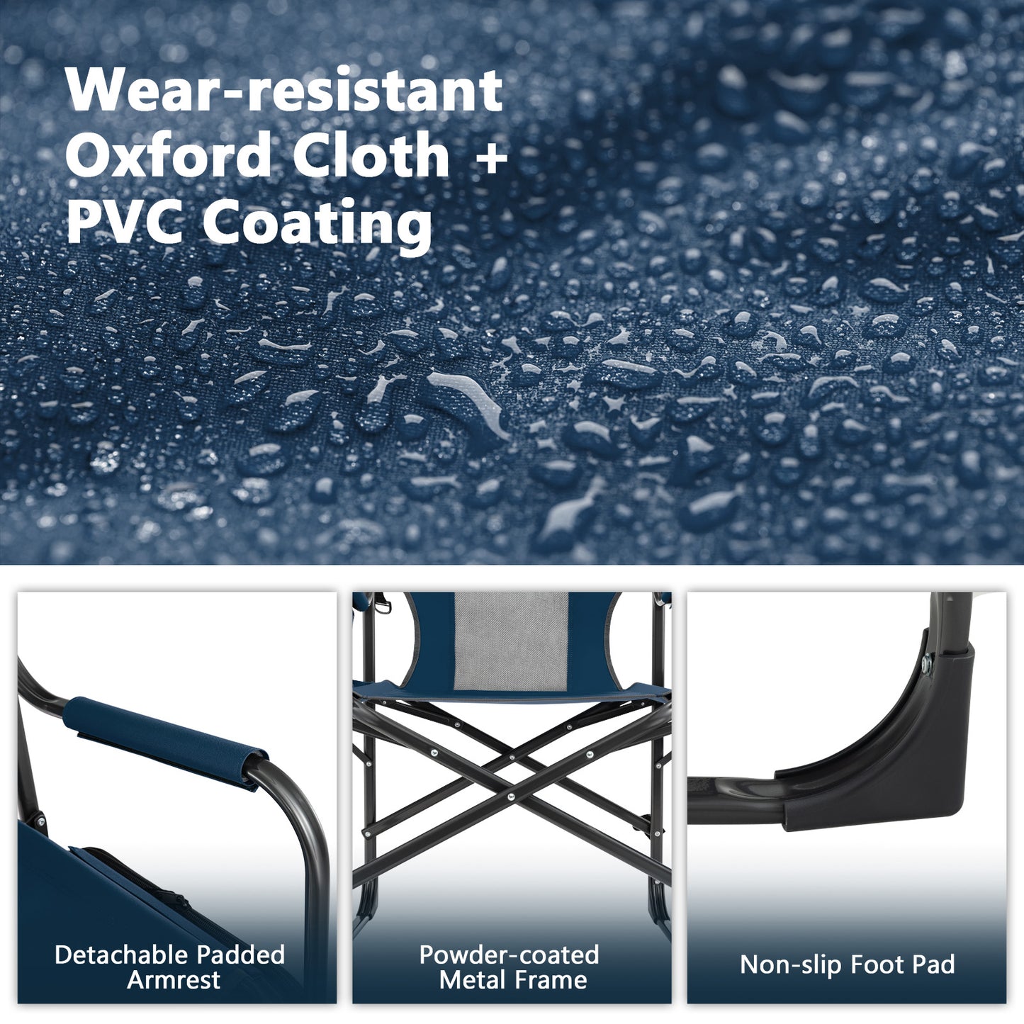 Folding Directors Chair with Cooler Bag and Side Table
