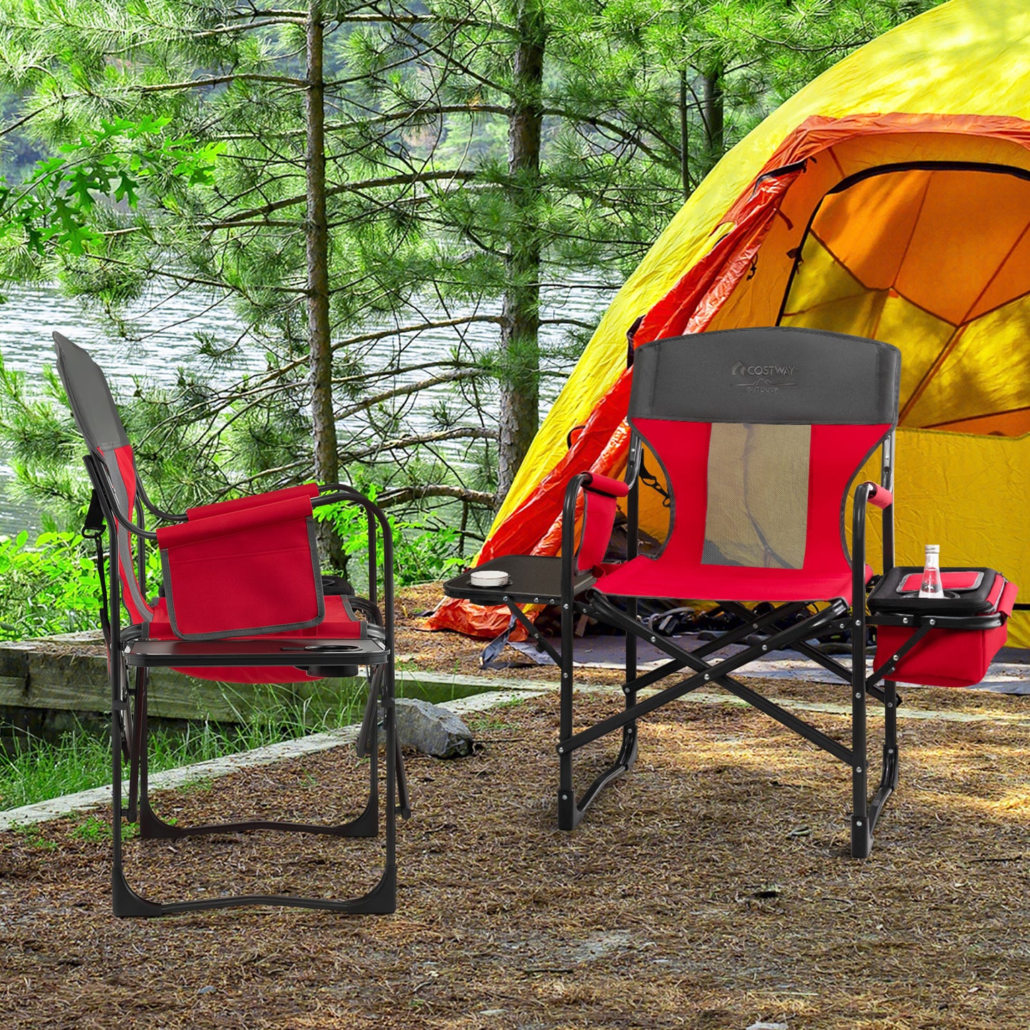 Folding Directors Chair with Cooler Bag and Side Table