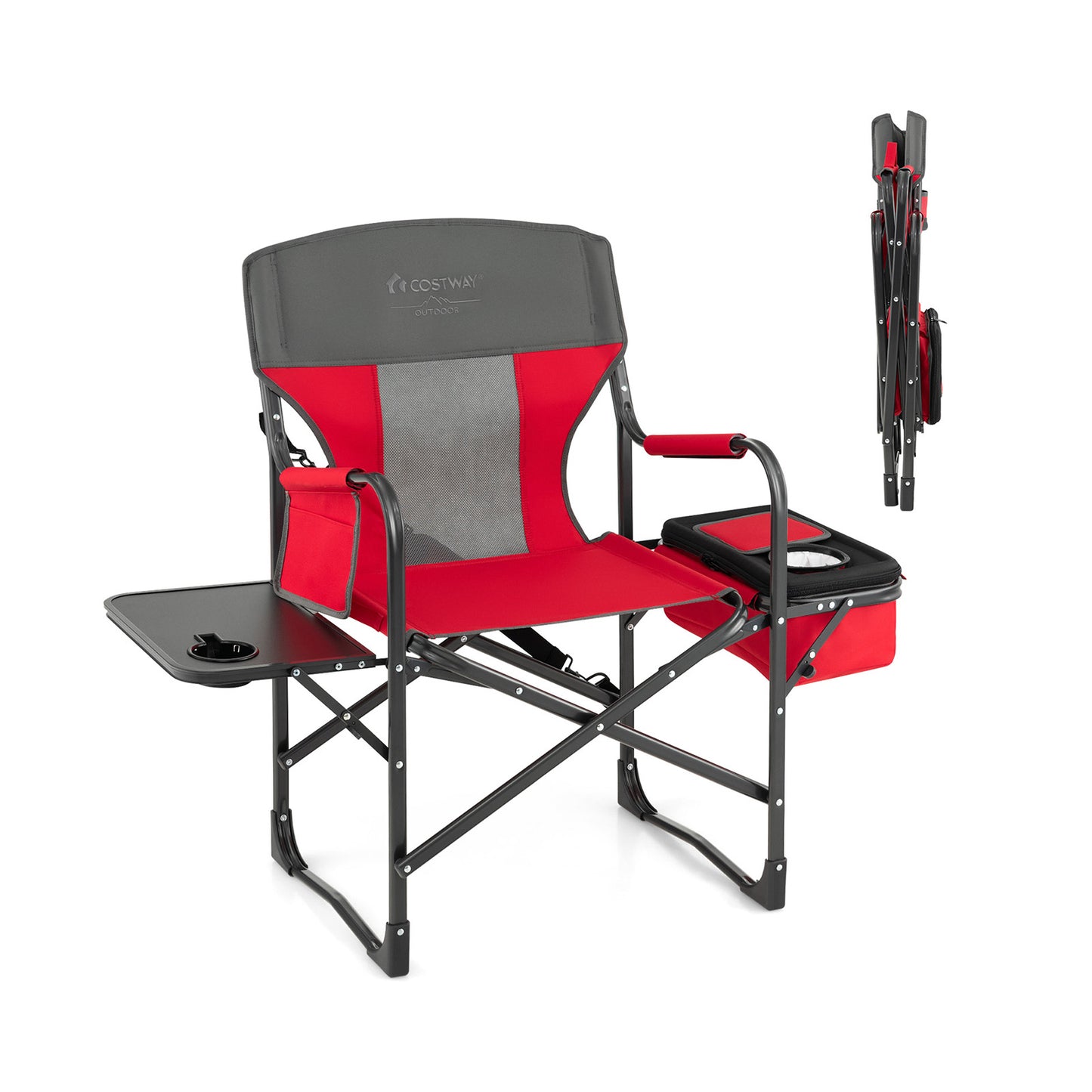 Folding Directors Chair with Cooler Bag and Side Table