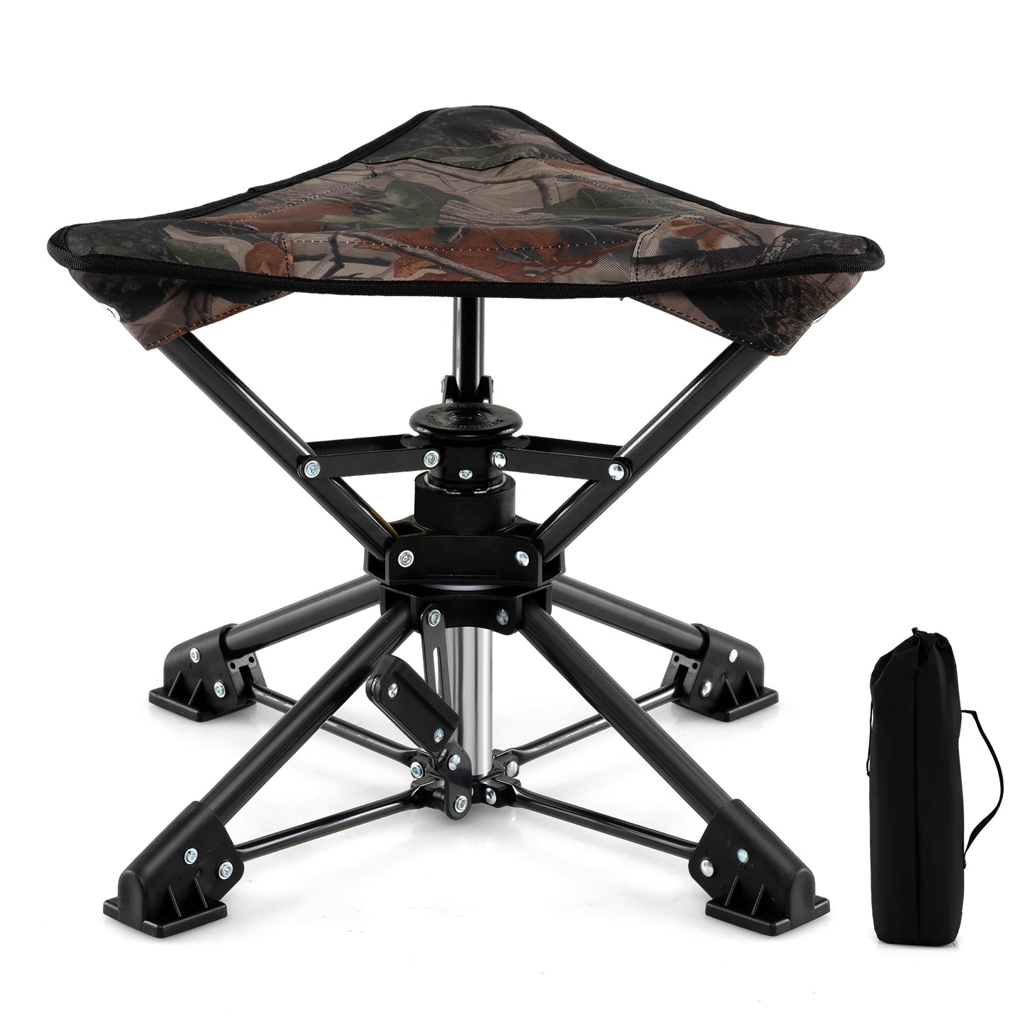 360° Swivel Folding Camping Stool with Anti-Sink Feet