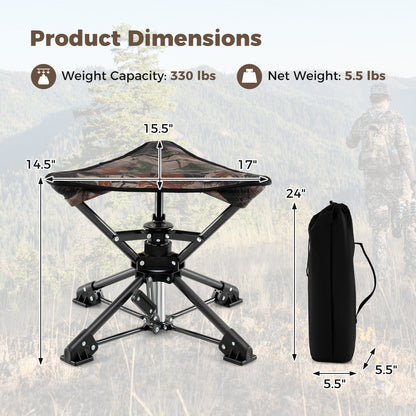 360° Swivel Folding Camping Stool with Anti-Sink Feet